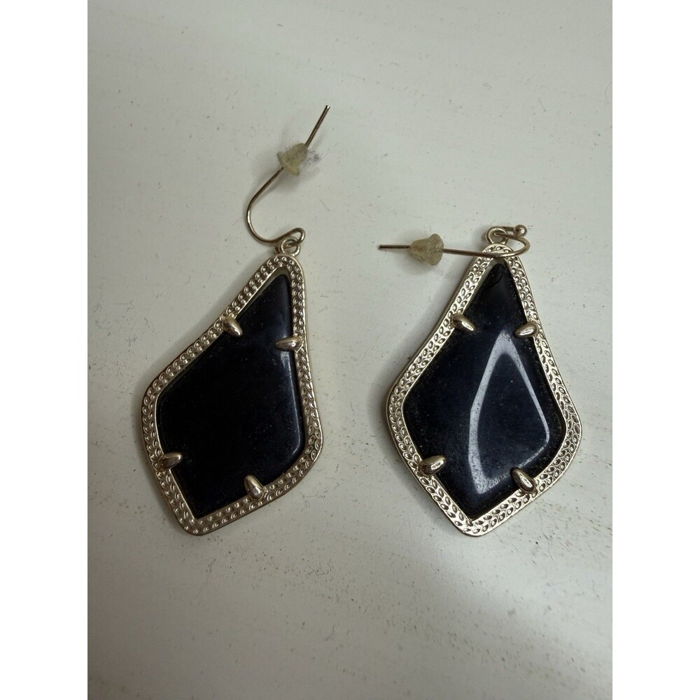 Kendra Scott Black Stone Drop Earrings Gold Tone Alex Statement Jewelry